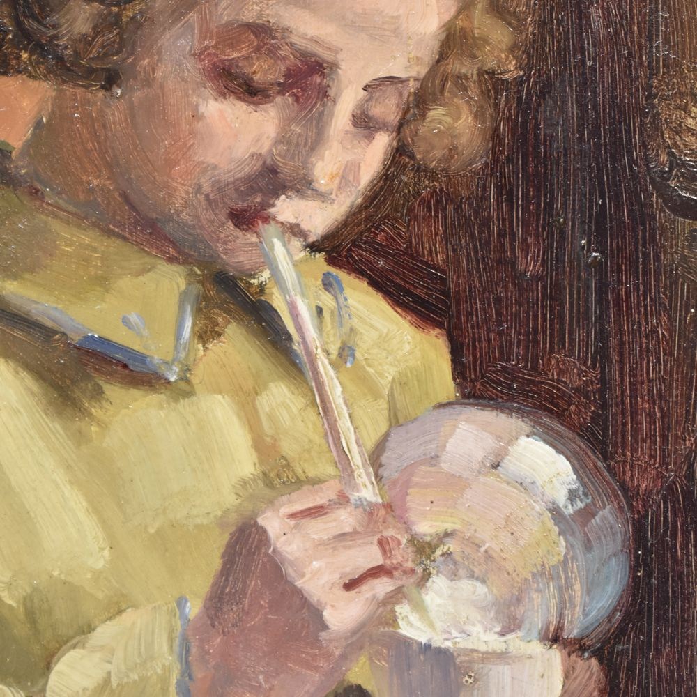 A portrait painting oil on canvas girl portrait painting antique painting 20th century.jpg